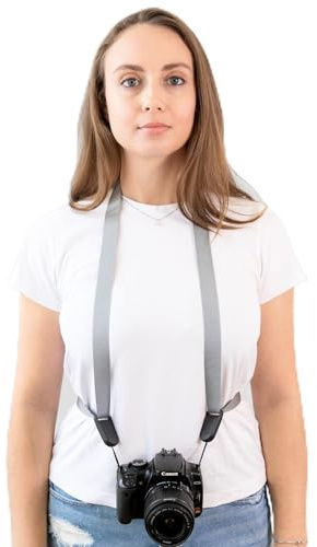 Camstrap - Sangle Appareil Photo et Jumelles Mains-Libres Ultra-Légère et Ajustable, Système d'attaches rapides avec connecteurs, Protection Optimale du Cou et du Dos, Universellement Adaptable