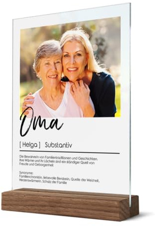 CHRISCK design Acrylglasbild Definition mit eigenem Foto - Persönliches Geschenk für Oma - Foto Bild personalisiert für die beste Großmutter - Acryl Glasfoto - Wandbild Geschenkidee für Omi