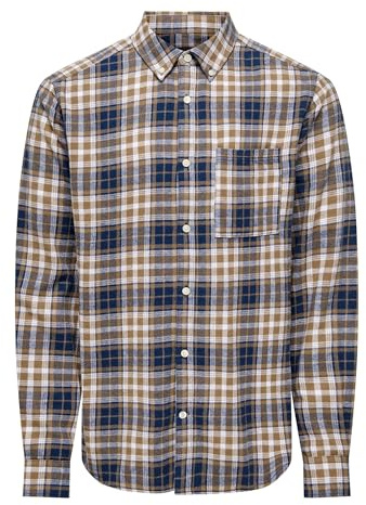 ONLY & SONS Onsral Ls Slim Check Chemise de Loisirs pour Homme, Kangaroo/Carreaux : Dress Blues, XS