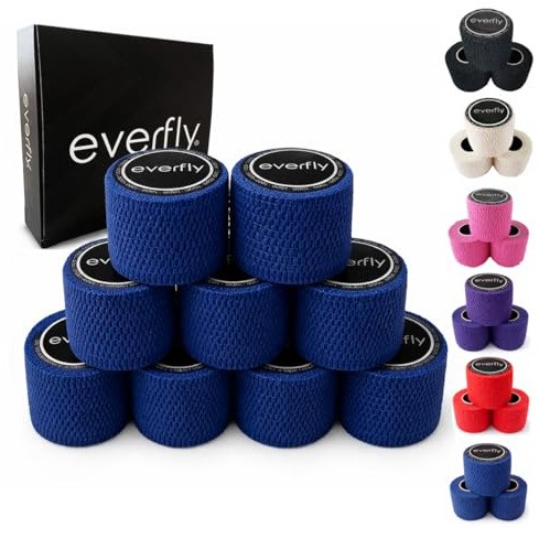 EVERFLY Finger Tape för Cross Training & Weightlifting – 9 Rullar Sporttejp för Hook Grip, Tummar och Fingrar – Skydd mot Blåsor, Valkar och Hudsprickor (9, Blå)