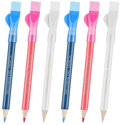 BRITECO 6 Pcs Tailors Chalk Pencils for Fabric Marking - Sewing Marking Tools