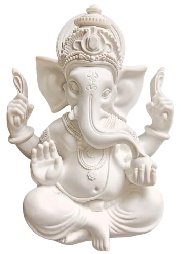 PIGPIGFLY Ganesh Buddha-staty, indisk gudomsstaty, dekoration vardagsrum, abstrakt skulptur, hembutiksdekoration, moderna vardagsrumsprydnader 18 cm (vit)