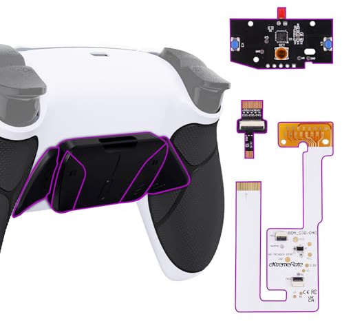 eXtremeRate RISE4 V3 Remap Kit pour ps5 Manette BDM-030/040/050, Coque Arrière Redessinée avec 4 Palette pour ps5 Controller BDM-030/040/050, Carte améliorée, Fond Blanc et Noir