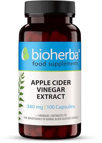 Aceto di Mele 340 mg - 100 Capsule per il Metabolismo e la Digestione con Cromo di BIOHERBA