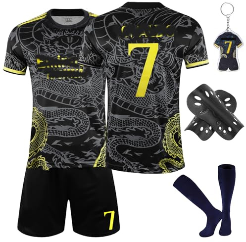 Football Kit for Kids Boys - Home Away Soccer Jersey Training Set With Shirts, Shorts, Guard Plate, Keychain and Socks - Gift for Kids Fans