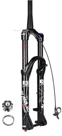 Fahrrad Federgabel 26/27,5/29 Zoll Mountainbikes Luftgabeln 1-1/2 Konische Fahrradgabeln Federweg 160mm 15*100mm Steckachse Scheibenbremse Vordergabel Zugstufeneinstellung(Tapered-remote,26)