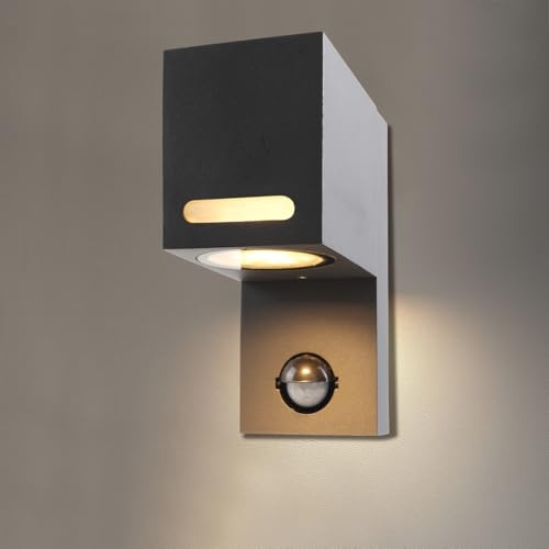 da LIGHT Außenlampe mit Bewegungsmelder, GU10 Wandleuchte (Leuchtmittel inklusive), Wandlampe IP44 Wasserdicht Aluminiumgehäuse, Led Außenwandleuchte 5W 600LM 3000K Warmweiß