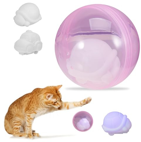 YUFFQOPC Interaktives Katzenspielzeug Ball, Wiederaufladbar Hundespielzeug, Katzenball mit LED-Licht, 360° Selbstdrehender Elektronischer Katzenball,Wiederaufladbar über USB