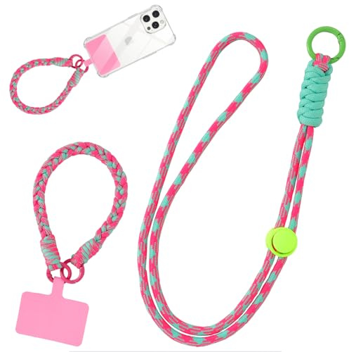 Jrkvniv Cordón para Teléfono Cadena Universal con Parche, Cordón de Correa de Muñeca, Colgar Teléfono con Correa Móvil en Cuello Ajustable Cuerda para la Mayoría de los Smartphone,Multicolor 06
