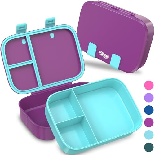 TAKWAY Brotdose Kinder mit Fächern - Bento Box Lunchbox BPA Frei - robust & leicht zu öffnen (Lila)