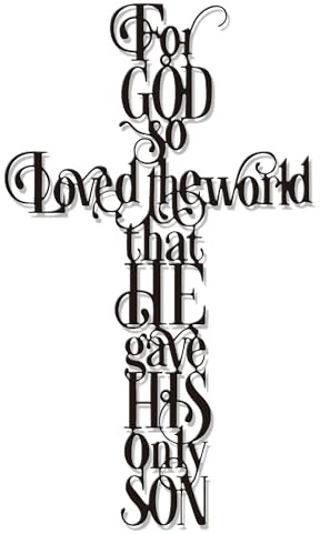 Rajukit Jesus Wall Art - Cross Wall Decor with For God So Loves the World Quote - Religious Cross Decor for Home, Office, Cafe - Elegant Metal Wall Sculpture Gift