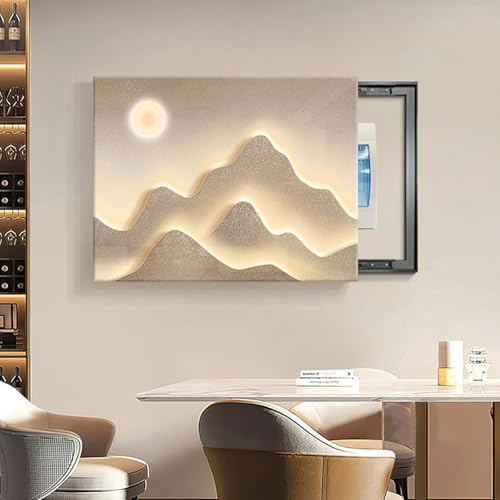 HARELA Décoration de Cache de Panneau électrique, Cache-disjoncteur Mural pour Compteur électrique, Cache-boîte à fusibles décoratif, Peinture décorative(Black A,40x30cm/15.7x11.8in)