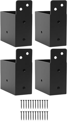 Pergola Brackets - 4PCS Heavy Duty Hardware Kit, 4 Piece Pergola Bracket Set for 2x4 Wood Beams | Outdoor Gazebo and Deck Support Frame | Steel Connectors for Garage, Shed, Greenhouse, Cabin, Carport