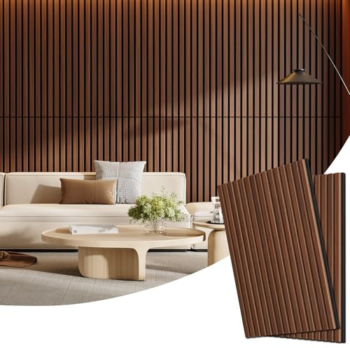 2 Pack Wood Panels for Wall, 47.24 x 23.81 Acoustic Wood Slat Wall Panel for Interior Decor & Noise Reduction, Soundproof Wood Wall Panel, Sound Absorbing Wall Panels for Home Office Studio, Walnut