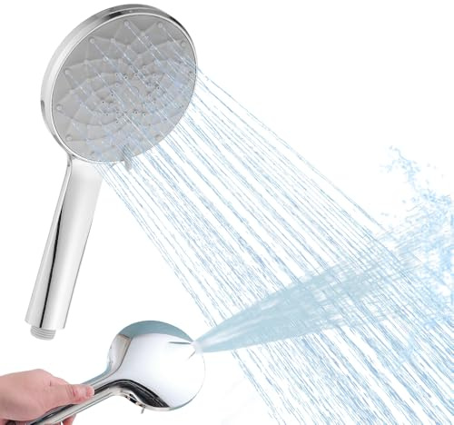 Haiba Shower Head, High Pressure 6 Modes Handheld Shower Head, Built-in Power Wash to Clean Tub, Tile & Pets, Silver