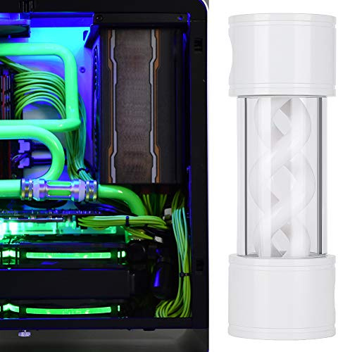 BONKZEBU Serbatoio di Raffreddamento Ad Acqua G1/4 Serbatoio in Alluminio PMMA Bianco Diametro 2,2 Pollici per Appassionati di Computer Fai da Te