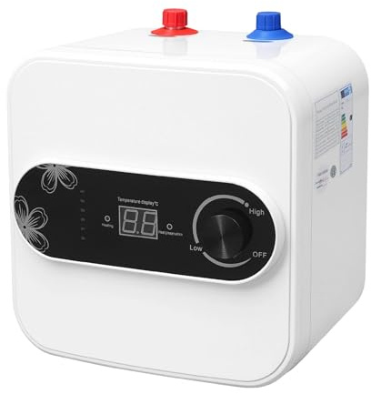 1500W Warmwasserspeicher Mini Durchlauferhitzer, Elektrischer Klein Warmwasserbereiter, Sofortige Warmwasserbereitung Platzsparend, für Küche Bad