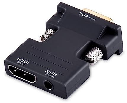 Tendak Adaptador convertidor de HDMI Hembra a VGA Macho de 1080P con Conector HDMI portátil de Audio estéreo de 3,5 mm para Laptop, PC, PS3, Xbox STB, BLU-Ray, DVD, TV Stick