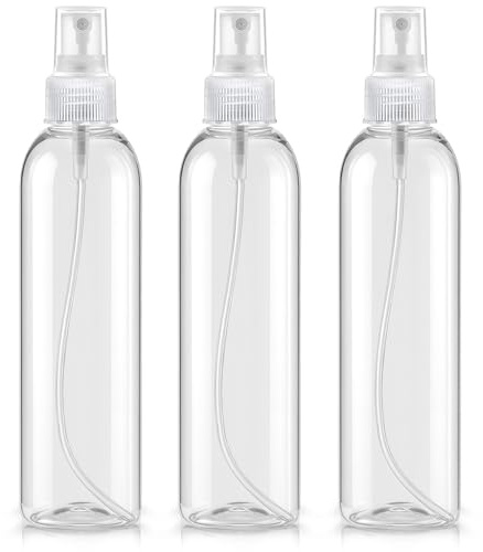 Bar5F Clear Plastic Spray Bottles – 8.5 oz / 250 ml (3-Pack) Refillable Water Spray Bottle Set | Fine Mist Spritzer for Hair, Plants & Beauty Use – Empty Reusable BPA-Free Plastic Bottles Made in USA