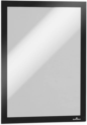 DURABLE - Cadre d'affichage DURAFRAME® - Fixation adhésive - Repositionnable - Pour documents A4 - Lot de 2 - Noir - 487201
