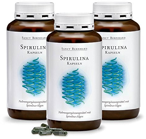 Sanct Bernhard Spirulina-Kapseln mit naturbelassenen Spirulina-Mikroalgen 1080 Kapseln