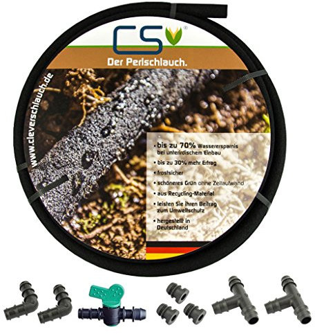 25 m CS Perlschlauch Drucklos mit Anschluss-Set S5 für die Drucklose Bewässerung