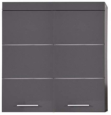 trendteam smart living - Amanda - Hängeschrank breit - Agave Grau Hochglanz - 2 Einlegeböden - (BxHxT) 73 x 77 x 23 cm - Kratzfest