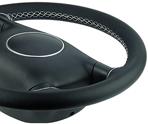 L&P A271-2-G3 Lenkradhülle Lenkradbezug Echtleder Lenkrad Bezug passgenau geschneidert (Naht weiß)
