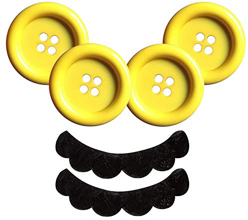 iZoeL 4X Knöpfe 38mm XL Gelb Karnevalknopf für Mario und Luigi Faschingkostüme Accessorie Mause Halloween Fasching Motto Party Kostüm-Zubehör