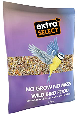 Extra Select No Grow, No Mess Bird Seed Mix for Wild Birds: All Season Wild Bird Food, 100% Edible, No Waste Formula Birdseed - 1kg