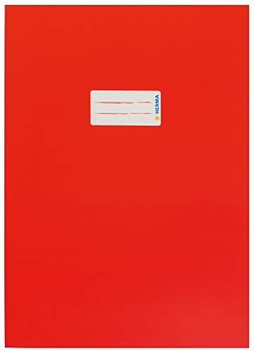HERMA 19748 Heftumschläge A4 Karton Rot, 10 Stück, Hefthüllen mit Beschriftungsfeld aus stabilem & extra starkem Papier, Heftschoner Set für Schulhefte, farbig