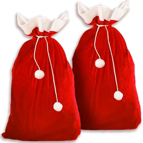 Jonami Weihnachtssack XXL 2 Nikolaussack Weihnachtsmann Sack Santa Sack Geschenkesack Weihnachtsmannsack für Geschenke Rot und Weiss (70 x 110 cm)