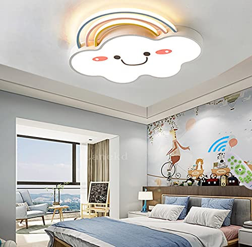 Deckenleuchte LED Moderne Kinderlampe Kinderzimmer Jungen Mädchen Deckenlampe Regenbogen Wolken Lampe Dimmbar 3000K-7000K Wohnzimmer Pendellampe Mit Fernbedienung Interior Schlafzimmer Decke Lampe