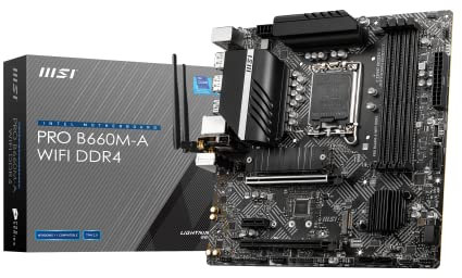 MSI PRO B660M-A WiFi DDR4 Mainboard Micro-ATX - unterstützt Intel Core Prozessoren 12. Generation, LGA 1700 - DDR4 Memory Boost 4800+MHz/OC, PCIe 4.0 x16 Slot, 2 x M.2 Gen4 Slots, 2.5G LAN, Wi-Fi 6
