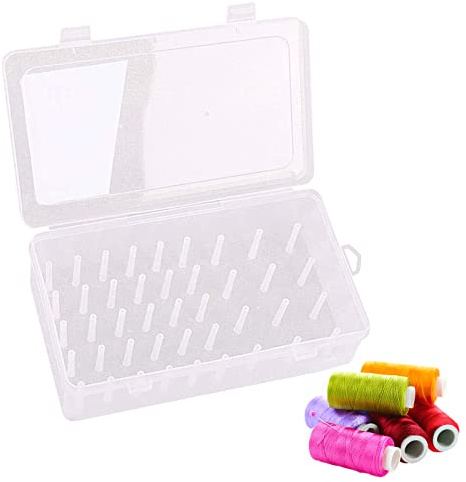 NAMIS Nähgarn Aufbewahrungsbox Leer Stickgarn Organizer Box für 42 Garnrollen Klarer Kunststoff Garnrollen Aufbewahrungsbox Stickgarn Aufbewahrung Box für Aufbewahrung Stickgarn Bastelarbeiten Nähen