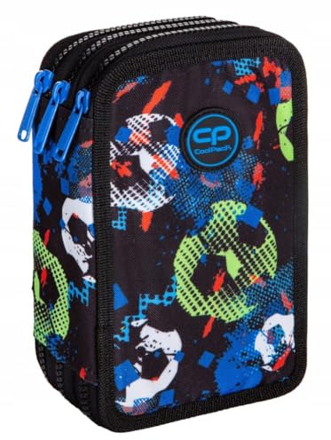 COOLPACK Jumper 3 Football XXL Pencil Case 44 Pieces with Patch Filled Student Case 3-Tier