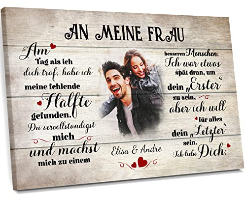 Love Faith An meinen Schatz (an sie) Paar-Leinwand 60 x 40 cm - Personalisiertes Wandbild als Geschenk für Partnerin mit eigenem Foto gestalten