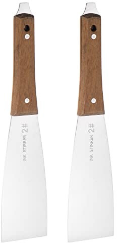 sourcing map 2pcs Painting Knives 60mm Width Shovel Mixing Palette Scraper with Wood Handle for Oil Paint Craft Spreading(2#)