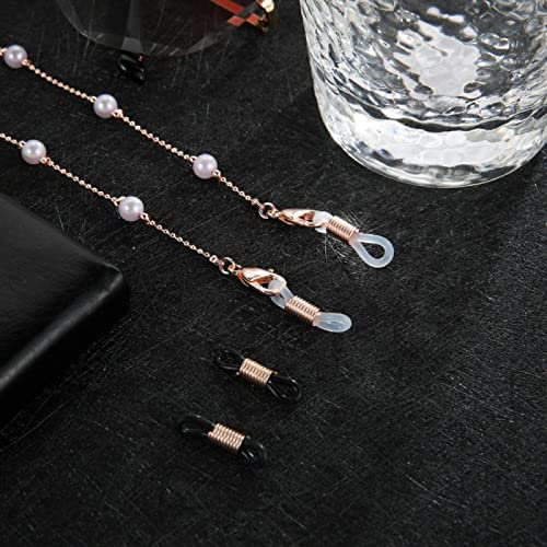 Brillenkette Schicke Perlen-Brillenkette Für Damen Sonnenbrillenketten Lanyards Umhängeband Seil Lesebrillen-Schnurhalter B-Rosegold