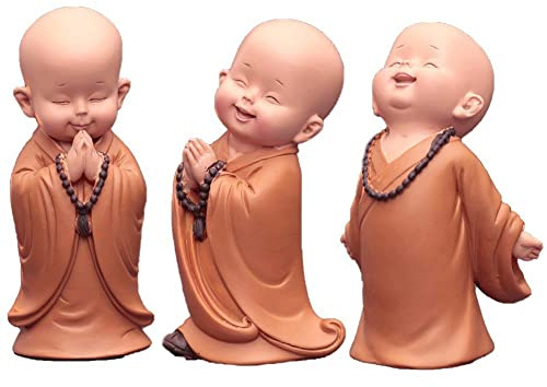 Casiler Mini Buddha Statue Kleiner Mönch Figur Buddha Skulpturen Orumament Tee Set Accessoires DIY Bonsai Terrarium Kunsthandwerk