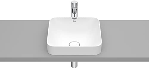 Lavabo de Fineceramic sobre encimera Square Inspira Roca, 37 x 37 x 7,5 centímetros, color Blanco Mate (Referencia: A32753R620)
