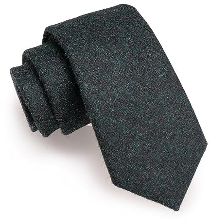 JEMYGINS Herren Schmale Krawatte aus Wolle 6CM - Modische Herren Wolle Krawatte in Schmalem Design mit klassischem Stil,dunkelgrün