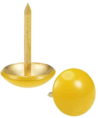 DOWNER Polsternägel, Daumen-Reißzwecken, dekorative Reißzwecken for Möbel, 100 Stück, gelbe Polsternägel, 11 mm, weißer runder Kopf, 17 mm Länge, Daumen-Reißzwecken (Color : Green)