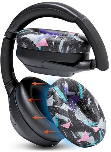 WC SweatZ XM4 - Patented Earpad Sweat Covers for Sony WH-1000XM4 | Made by Wicked Cushions | Made with Premium Silicone, Sweatproof & Easily Washable | 90's Black