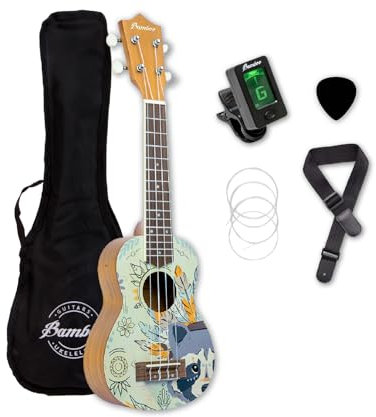 Bamboo Sopran-Ukulele Anfänger 53,3 cm Erwachsene Anfänger Ukulele mit Komplettset Ukulele für Kinder Akustisch Ukulele 21 Adut Anfänger Boho Modell Ukulele