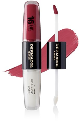 NEW Dermacol 16 timmars läppfärg, hög pigmenterad läppglans, tvåfasig läppglans, kysssäker läppmakeup med matt finish och glans, nr 6, god bär