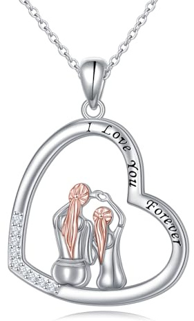HOOHWE Mutter Tochter Kette für Damen 925 Sterling Silber Liebe Herz Halskette/Foto Medaillon zum Öffnen mit Bild Anhänger Schmuck Geschenke für Mama Kind