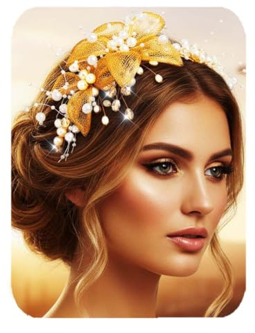 Reaky Blumen-Stirnband, Perlen-Kopfschmuck, goldenes Strass-Haarband, Braut-Stirnbänder, Hochzeit, Haarschmuck für Frauen