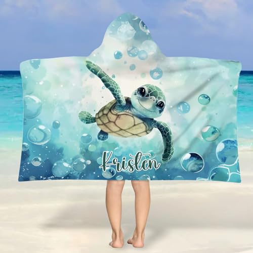 NIBESSER Personalisiertes Strandtuch mit Namen Badetuch Baby Kapuzen Badeponcho Kapuzenhandtuch Kinder Mikrofaser Handtuch für Jungen und Mädchen
