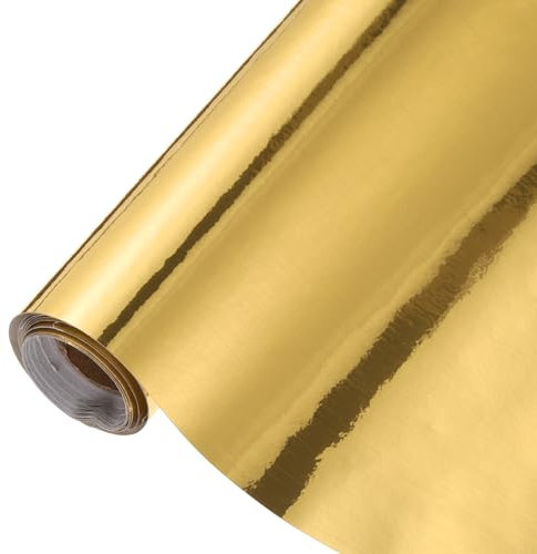 sourcing map Carta da parati autoadesiva color oro spazzolato, 39,9 x 199,9 cm, stile metallo spazzolato, impermeabile, stacca e attacca, per piani di lavoro fai da te, cucina, armadio, bagno